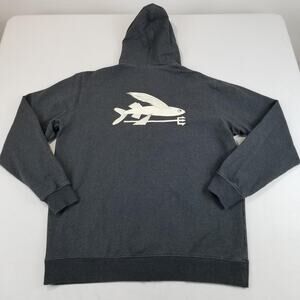 Patagonia Hoodie Mens XL Gray Organic Cotton Full Zip Flying Fish Logo Graphic